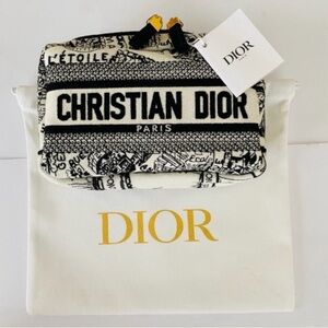 NWT Christian Dior Made in Italy Black White Plan de Paris Pouch Makeup Bag